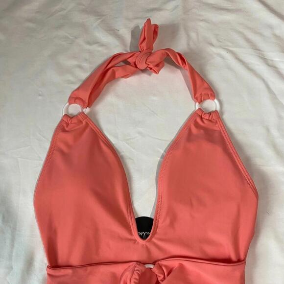 Lulus Vacation Calling Coral Pink O-Ring One-Piece Swimsuit - Picture 6 of 9